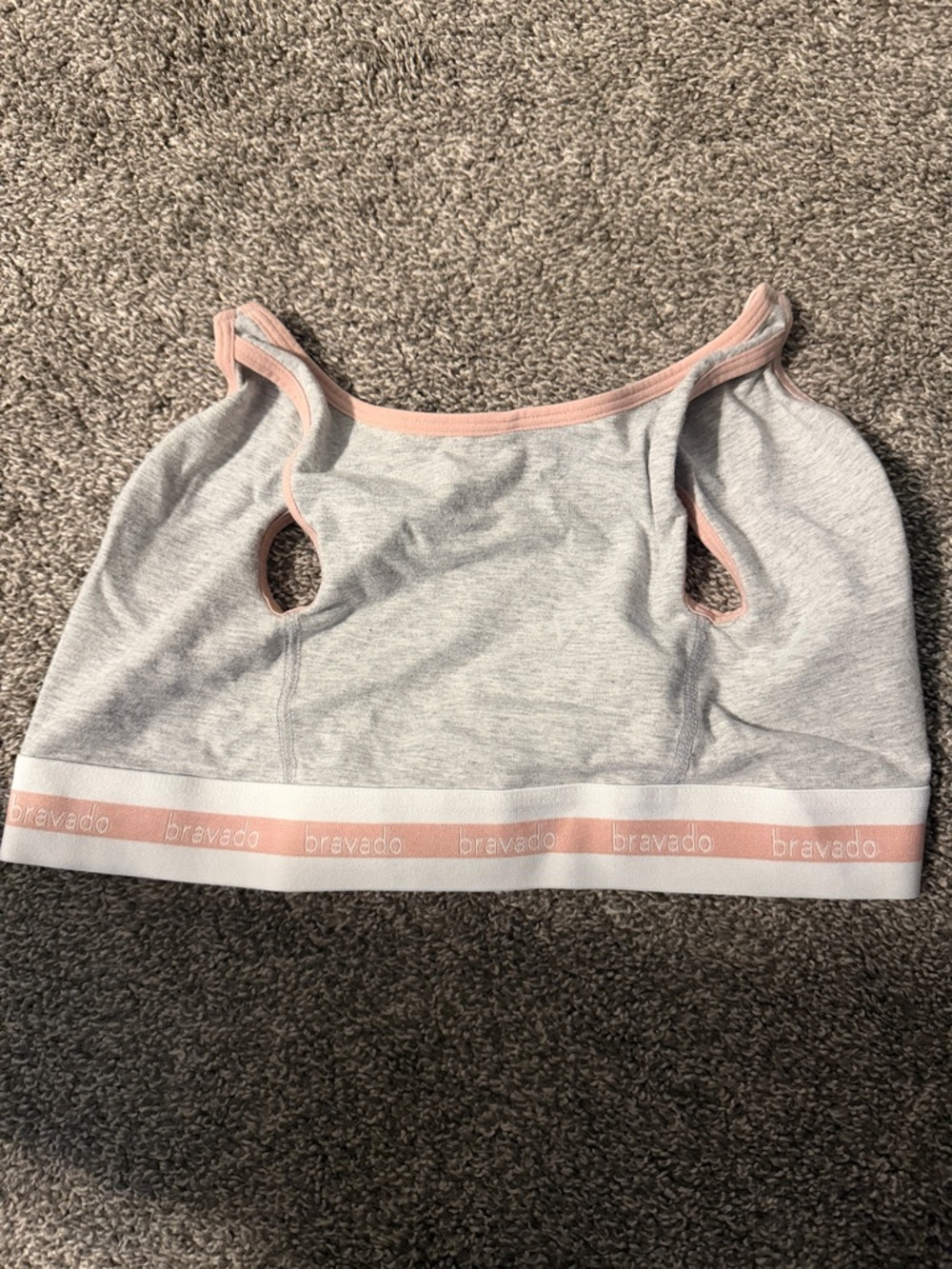 Bravado Light Gray Nursing Bralette with Blush Trim